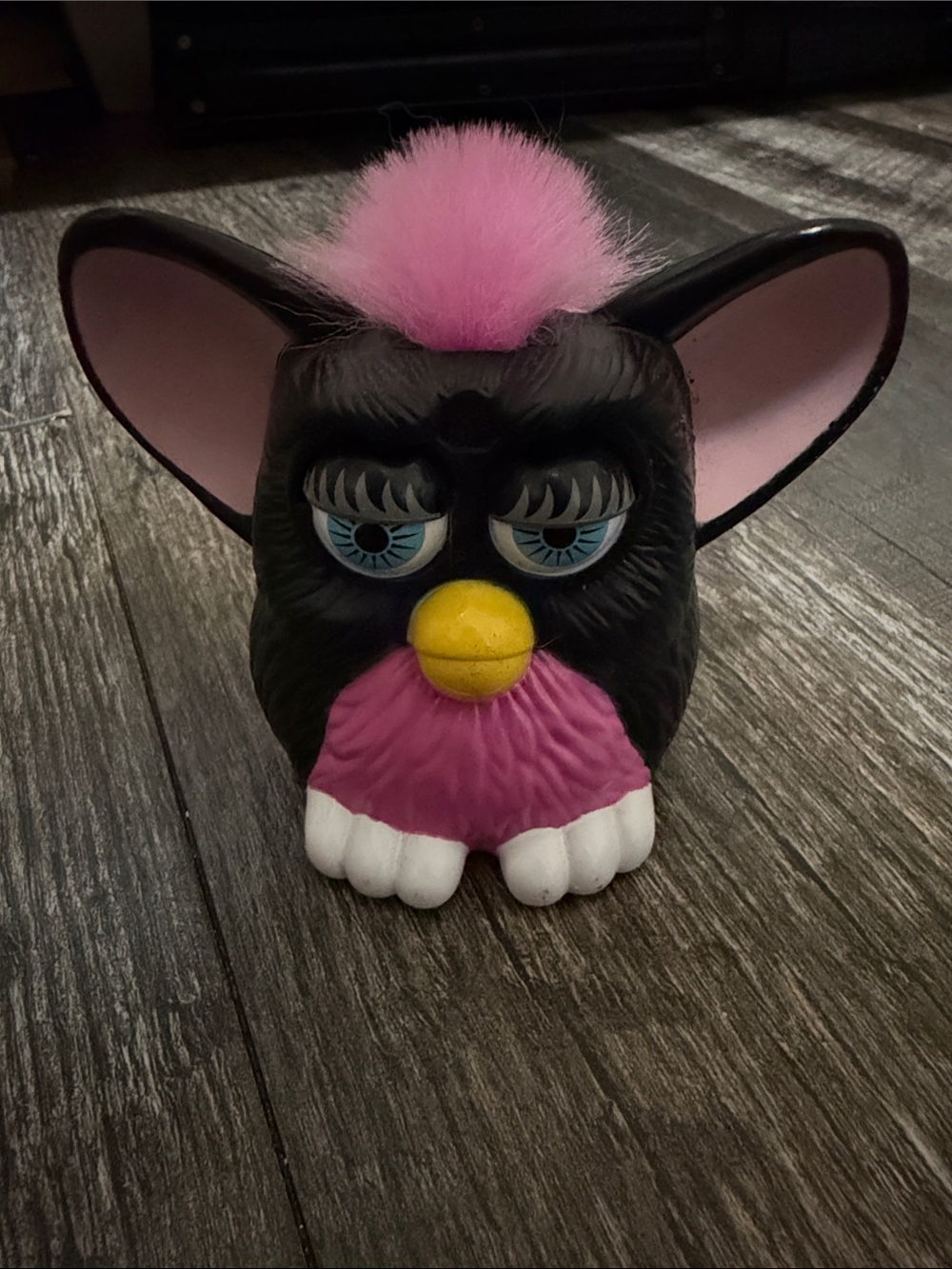 Furby Plastic McDonald's Happy Meal Toy 3" Black with Pink Belly Pink Hair 1998